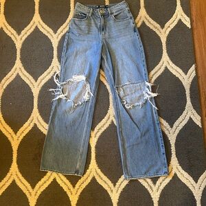 Hollister Light Blue Distressed Straight Leg Jeans